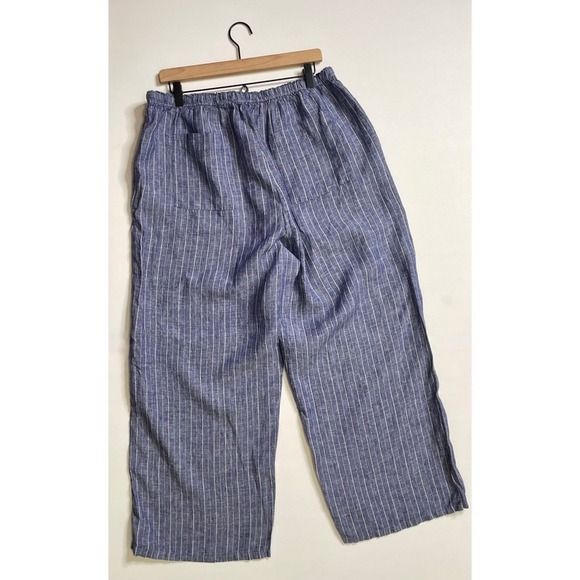 NEW!! J. CREW New Soliel Pants Striped Linen Blue & White Elastic Waist X-Large - Picture 8 of 15